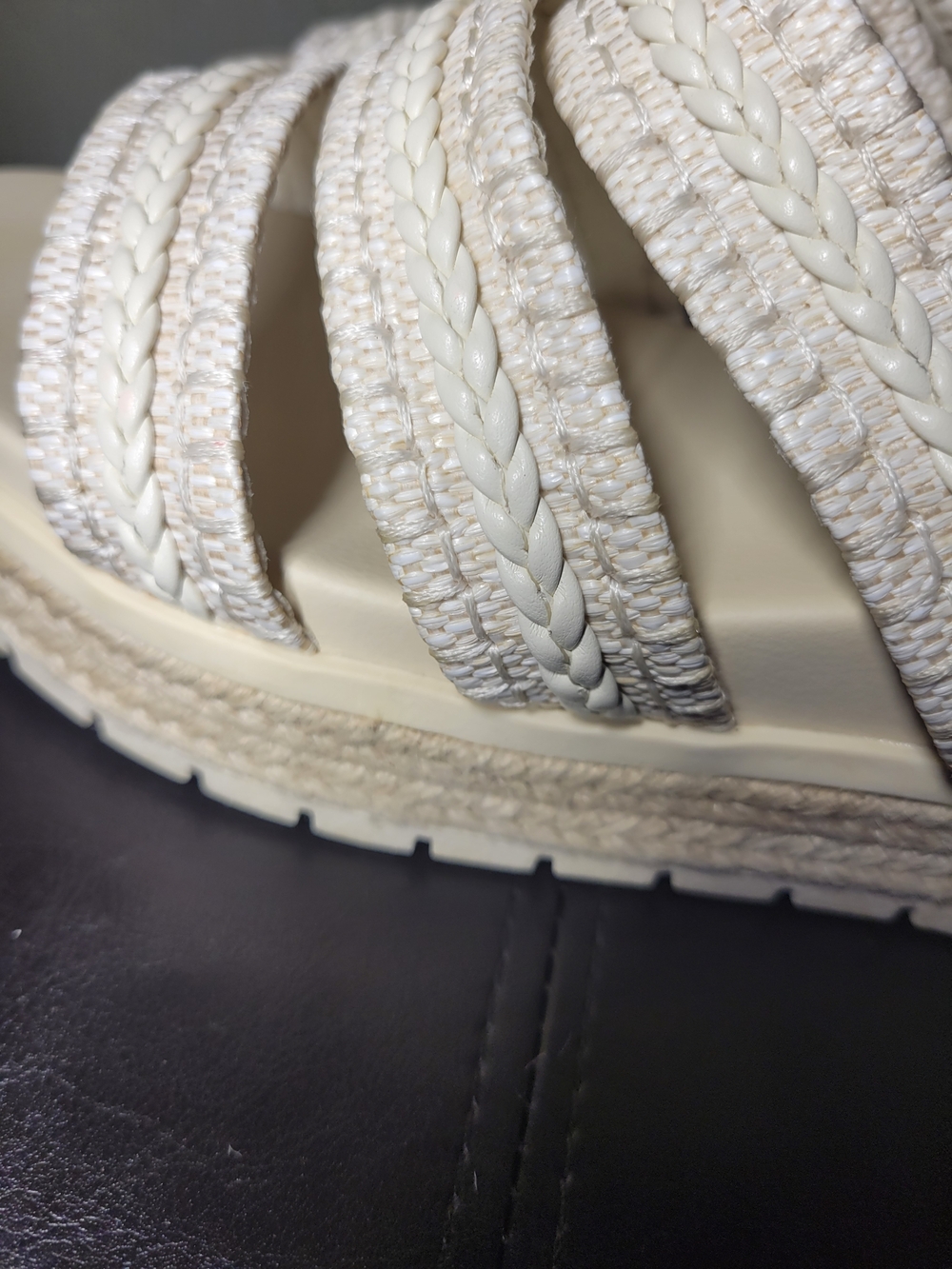 MIA Cream Braided Multi-Strap Slide Sandals Womens Size 10 - Picture 12 of 14
